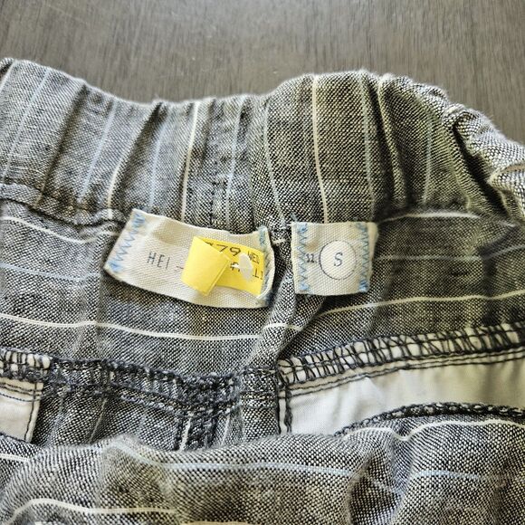 Anthropologie Hei Hei Gray Striped Tapered Leg Linen Pull On Crop Pants Small - Picture 6 of 8